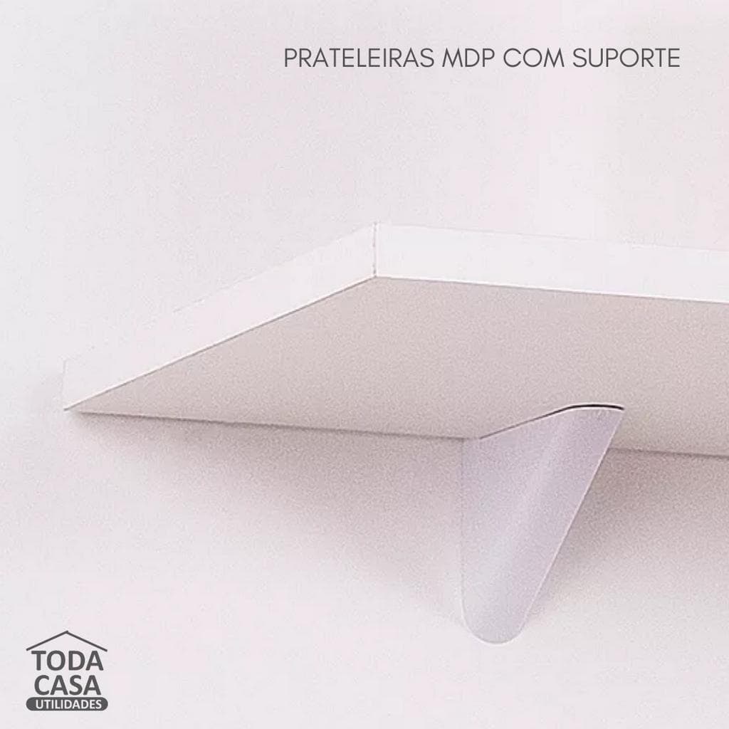 Prateleira Branca Reta - 45x15cm - com Suporte - Organizador para quarto, sala, cozinha e decoração