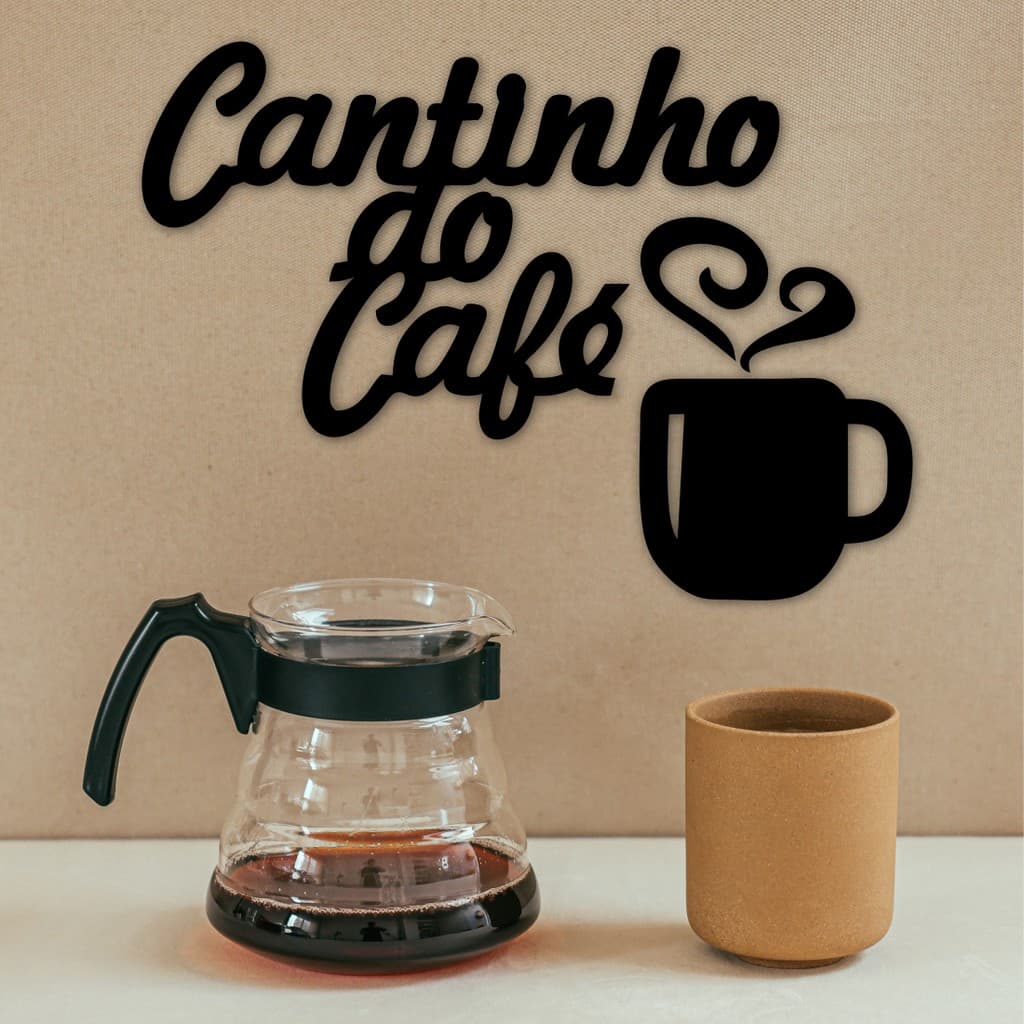 Placa Decorativa Cantinho do Café MDF palavras para parede decoração casa cozinha frase madeira cofee quadro vazado Aplique