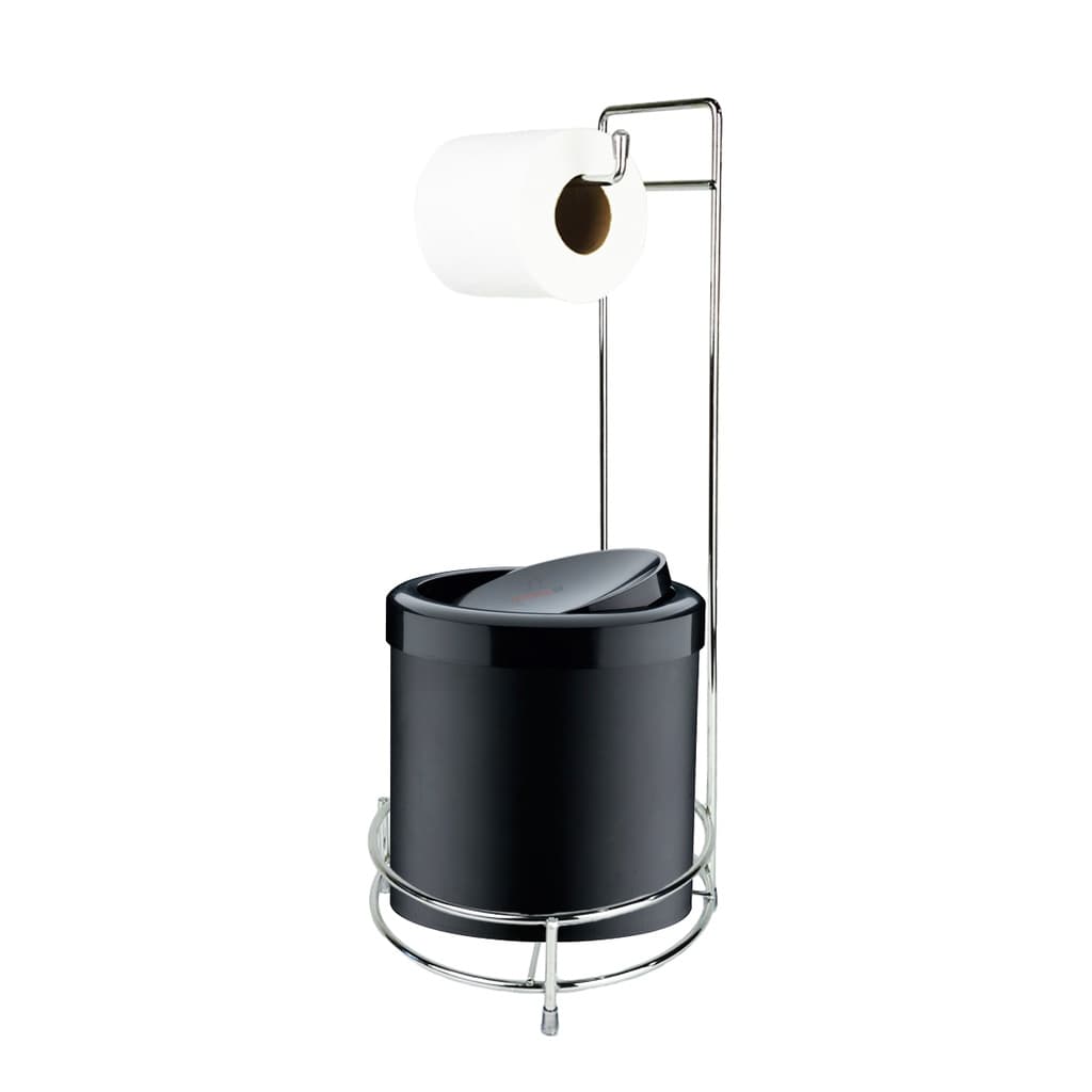 Kit Suporte Porta Papel Higiênico Lixeira Com Tampa  Basculante 5L Banheiro - Future
