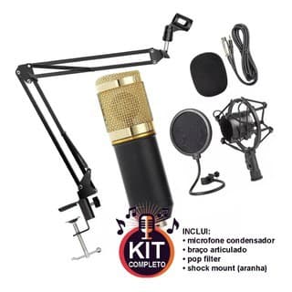 Microfone Condensador Estúdio Bm800 Profissional Com Braço Articulado