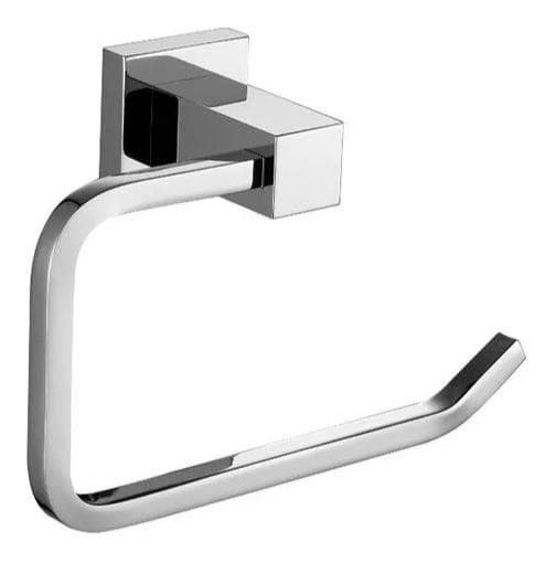 Porta Papel Higienico Quadrado Em Metal Cromado Luxo.