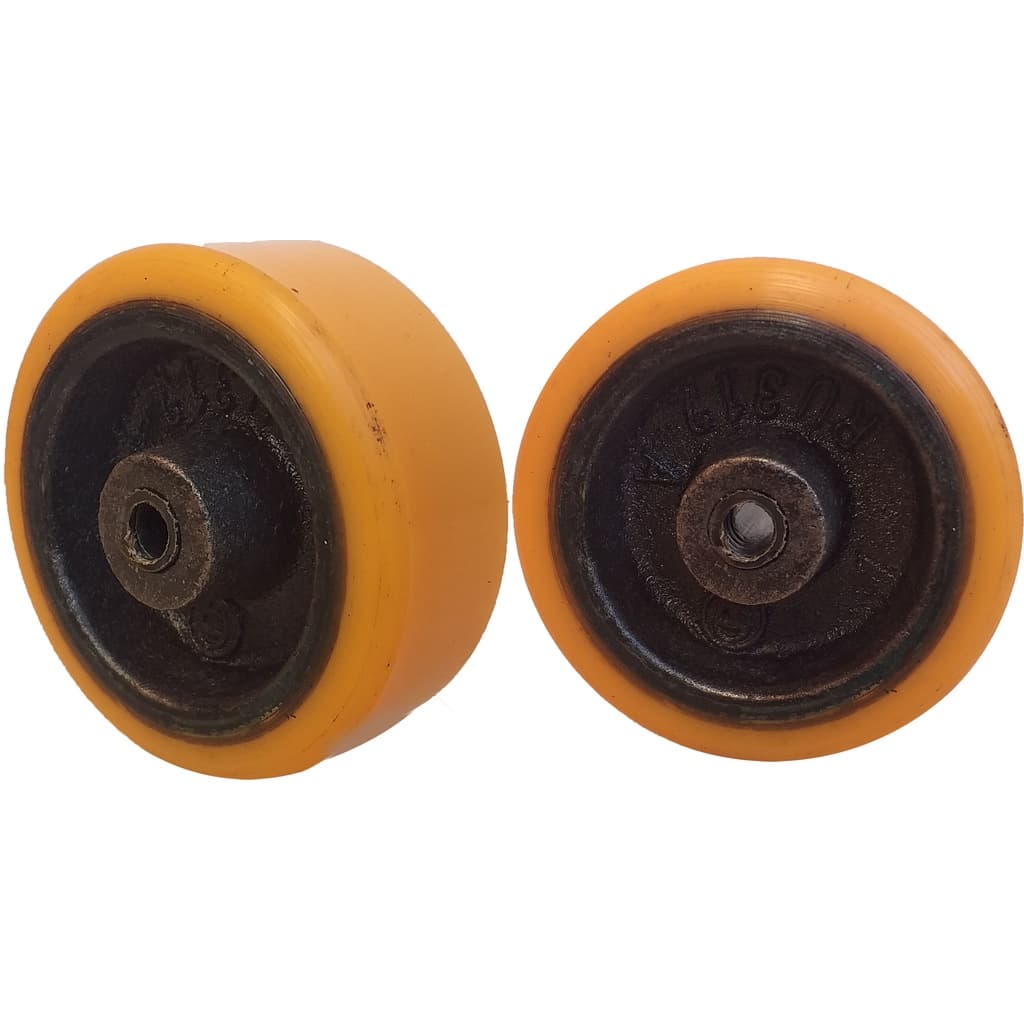 Par de Rodas de Ferro Revestida em PU 312 Furo Passante 5/16" - RU312F516