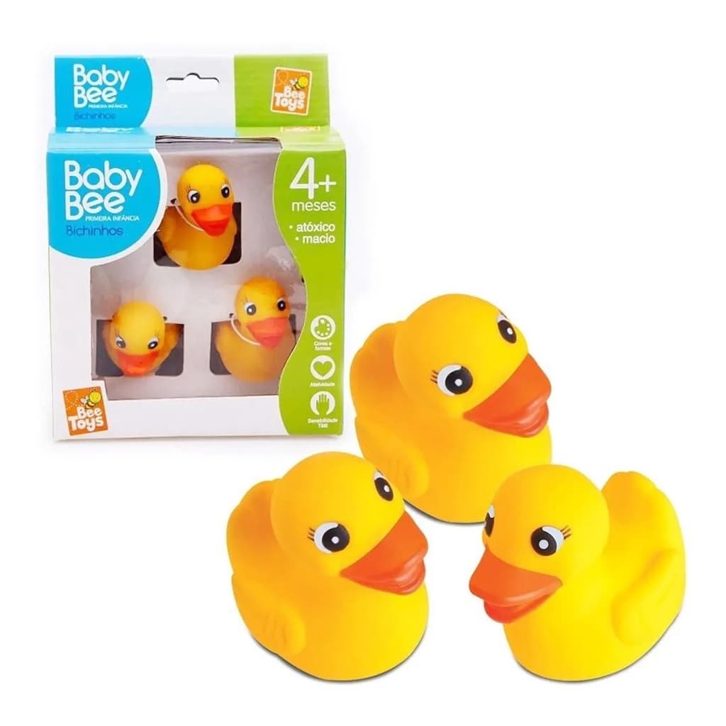 patinho borracha banho bebe banheira kit 3 unid