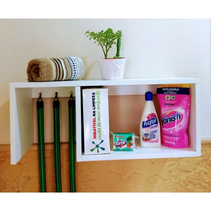 Nicho Multiuso Organizador Para Cozinha Área De Serviço Porta Vassouras Mdf prateleira