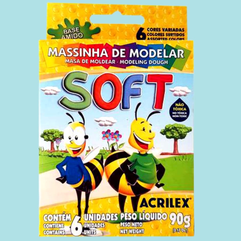 Massinha De Modelar Brincadeira Infantil Diversão Criança Massa Injex Pen 6 Cores 180g
