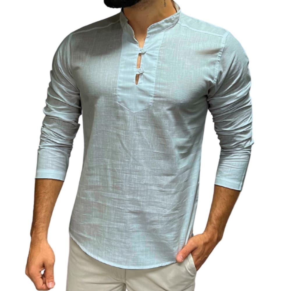 Camisa Social Masculina Bata Masculino Plus Size Manga Longa Para Revéillon Bata Casamento Tamanho Extra Grande
