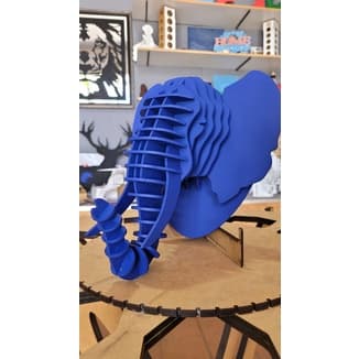 Troféu Cabeça Elefante 3D - MDF Azul