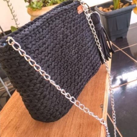 Bolsa verde de crochê/ Bolsa de crochê/ Bolsa de fio de malha/ Fio de malha/ Alça de bolsa colorida/ Bolsa com alça grande