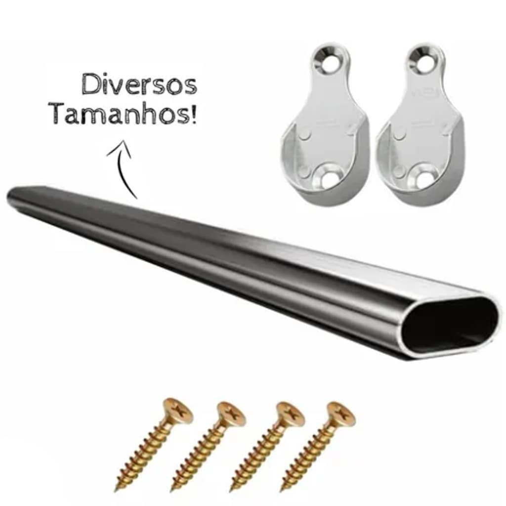 Tubo Cabideiro 95cm Oval Arara Para Guarda Roupas