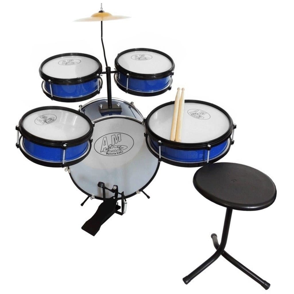 Bateria Infantil AM Profissional 2 Tons C/ Banquinho - Rock Baby