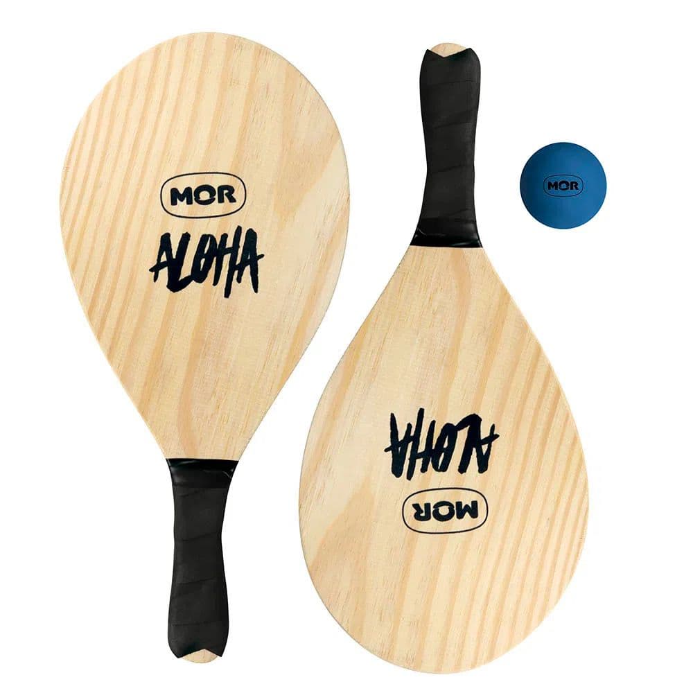 Kit Raquete Frescobol com Bolinha Oficial Mor Praia Esporte Diversão Verão