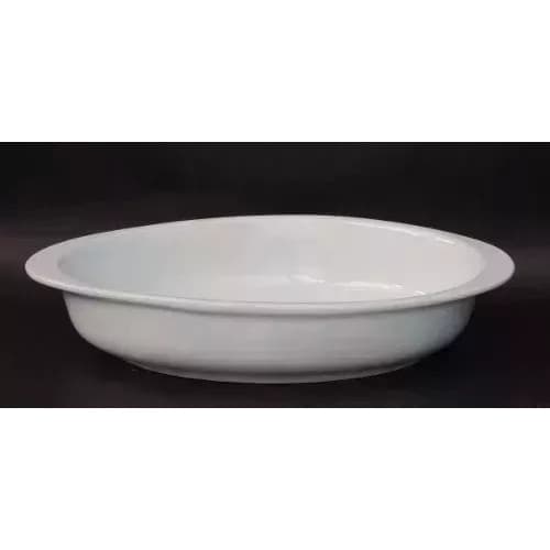 02 Travessa De Porcelana Oval Grande Branca (35cm X 22,5cm)
