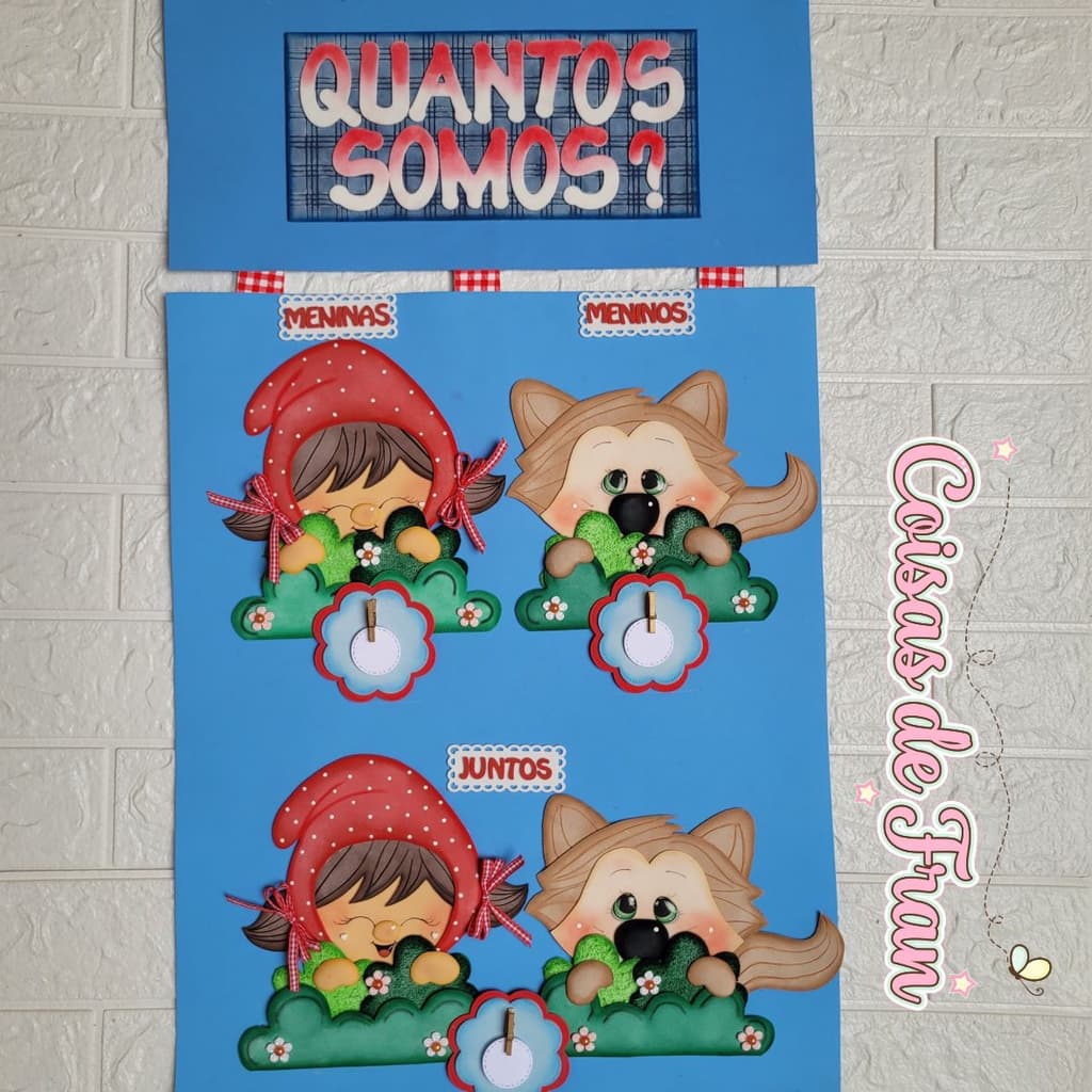 Painel Quantos somos Chapeuzinho Vermelho- pedagógico, escolar, aula, decoração, infantil, educação infantil
