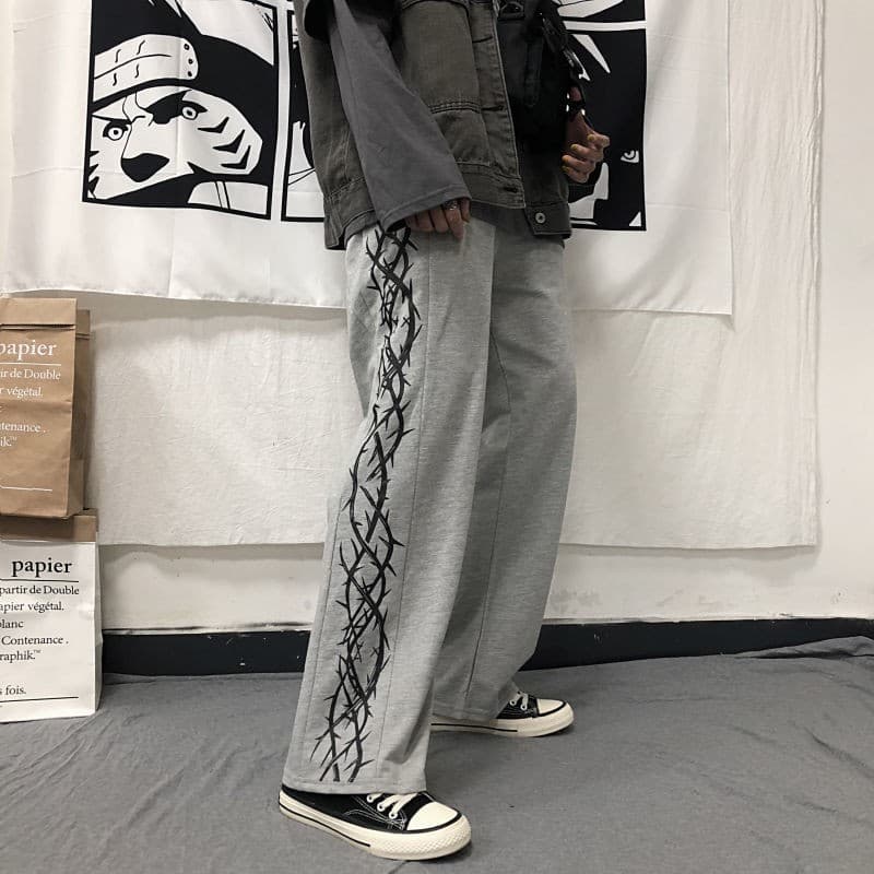 [liu]Outono e inverno nova versão 2021 coreana de calças estilo Harajuku impressão personalizada calça casual solta ret