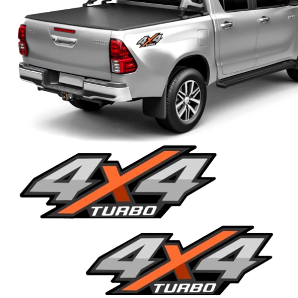 Par De Adesivo 4x4 Turbo Nova Hilux 2016 2017 2018 2019