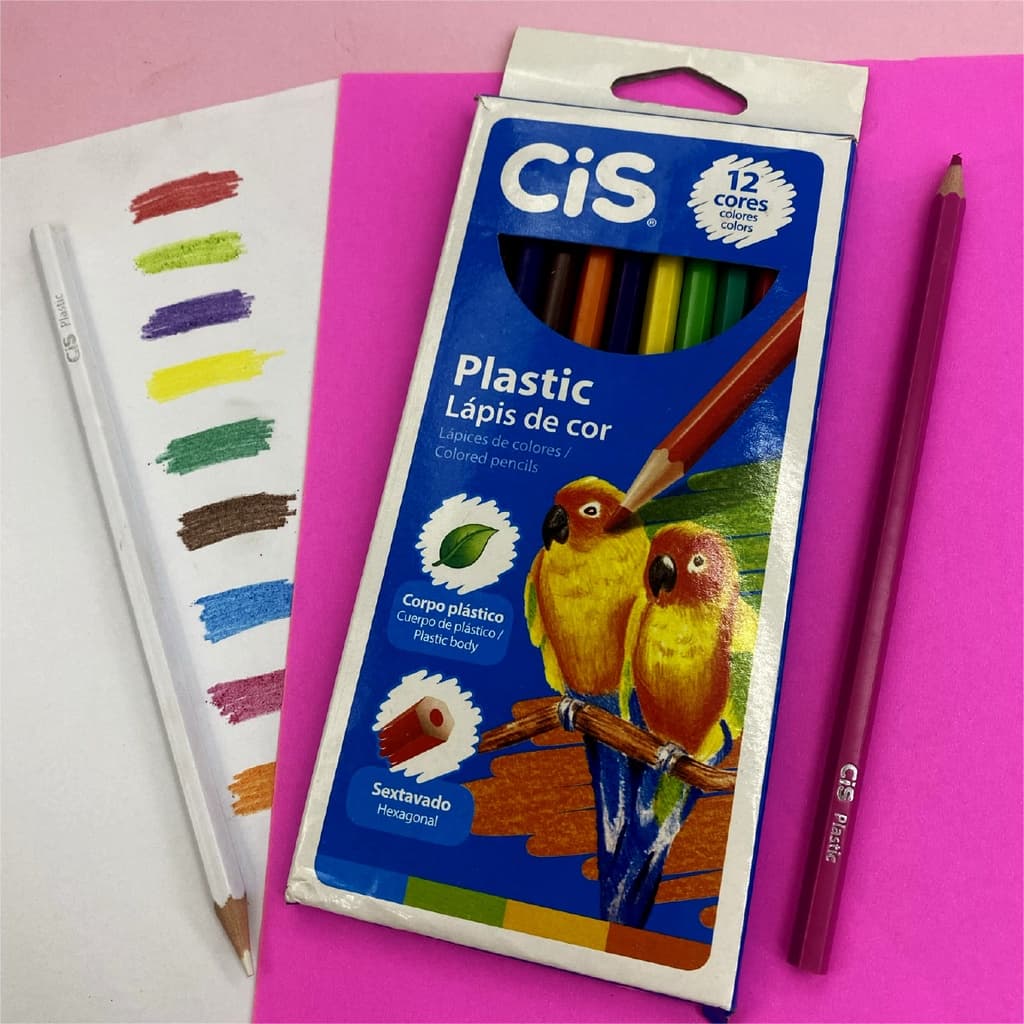 Lapis de Cor com 12 Cores Plastic Cis