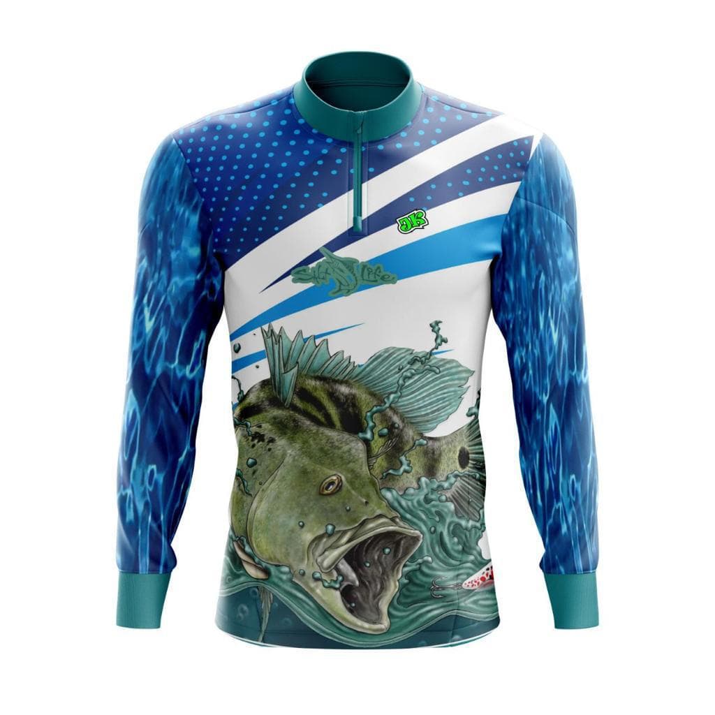 CAMISETA DE PESCA MANGA LONGA MASCULINA PREMIUM AZUL