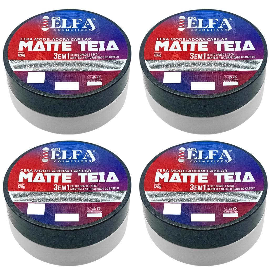 4 Cera Modeladora Capilar Elfa Matte Teia Efeito Seco 120g