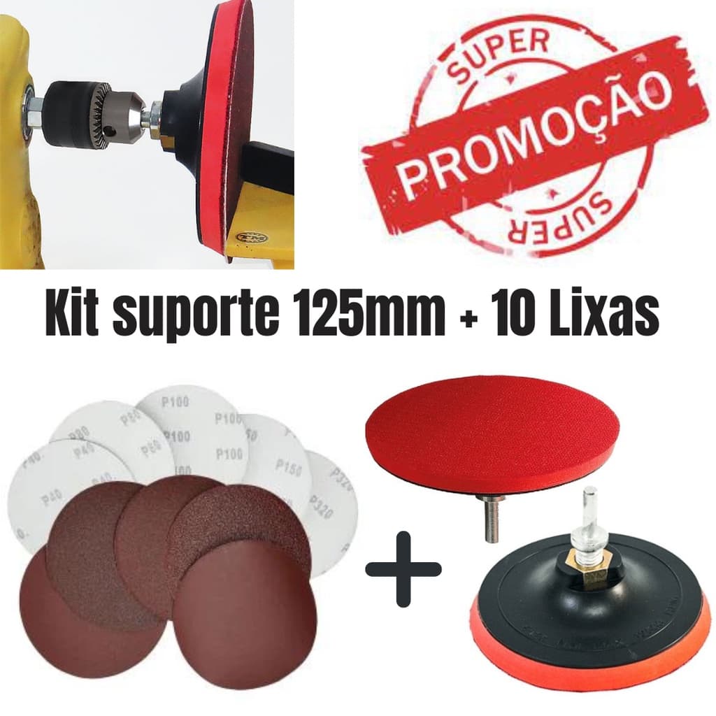 Kit Suporte Com Base Aderente Para Esmerilhadeira, Furadeira + 10 Discos De Lixa