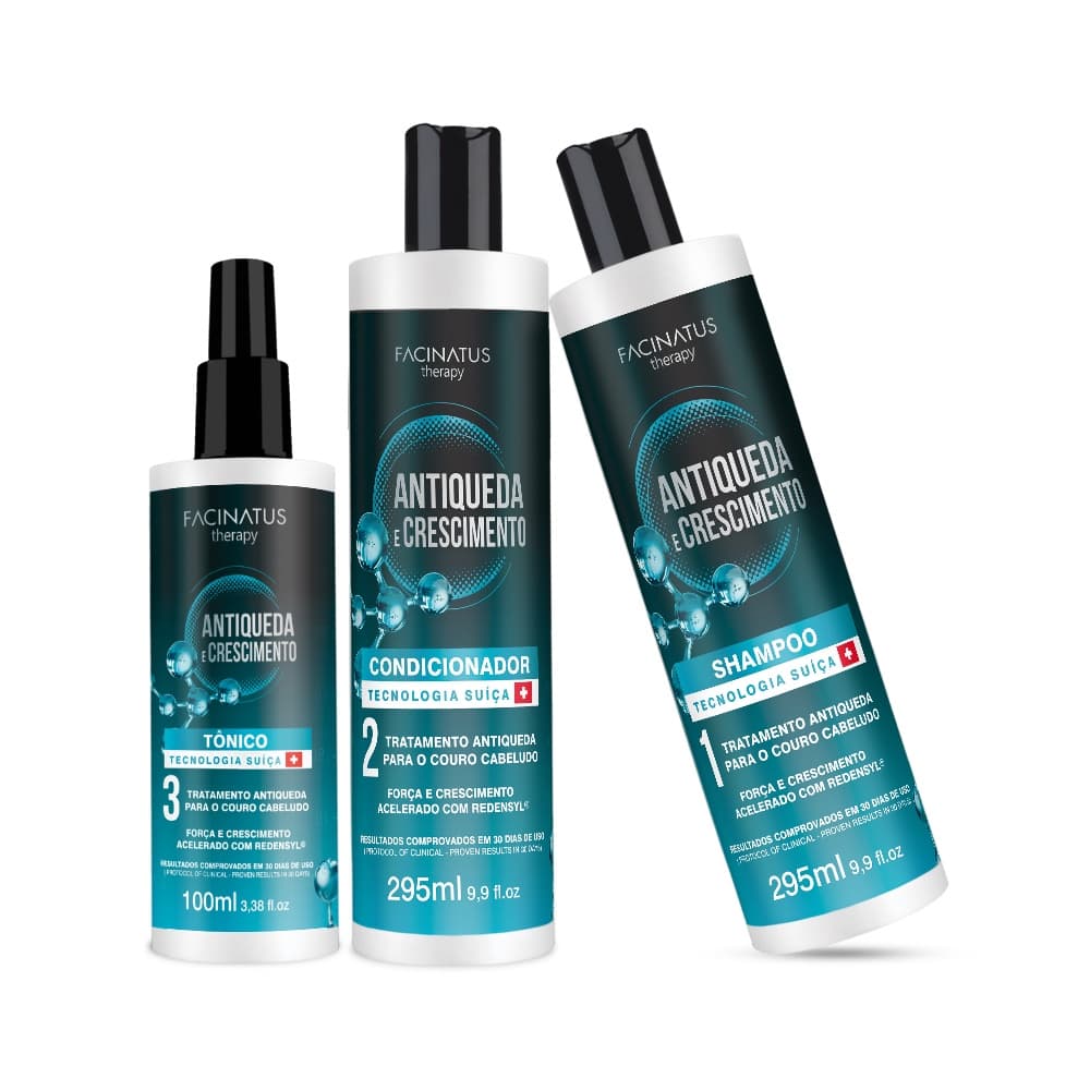 Kit Antiqueda e Crescimento Shampoo Condicionador e Tônico