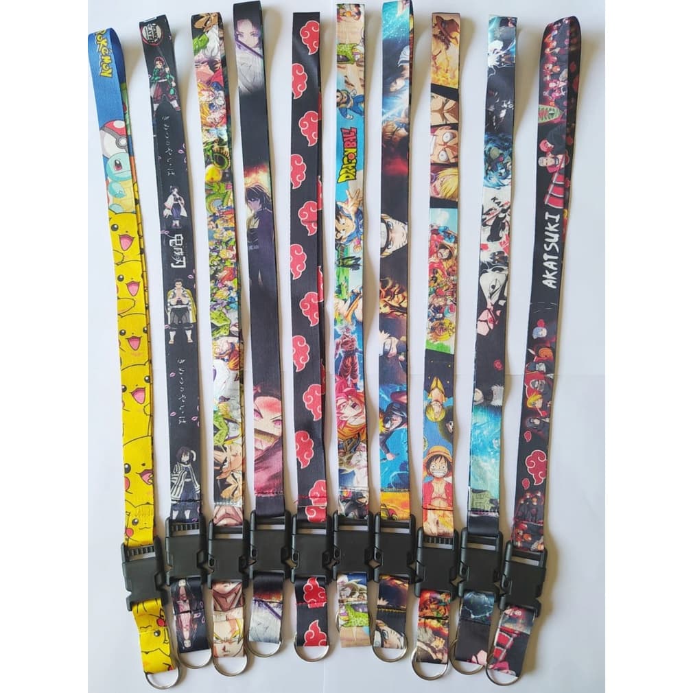 10 Chaveiros Cordões Moto Pescoço Fecho Engate Rápido Anime Sortidos