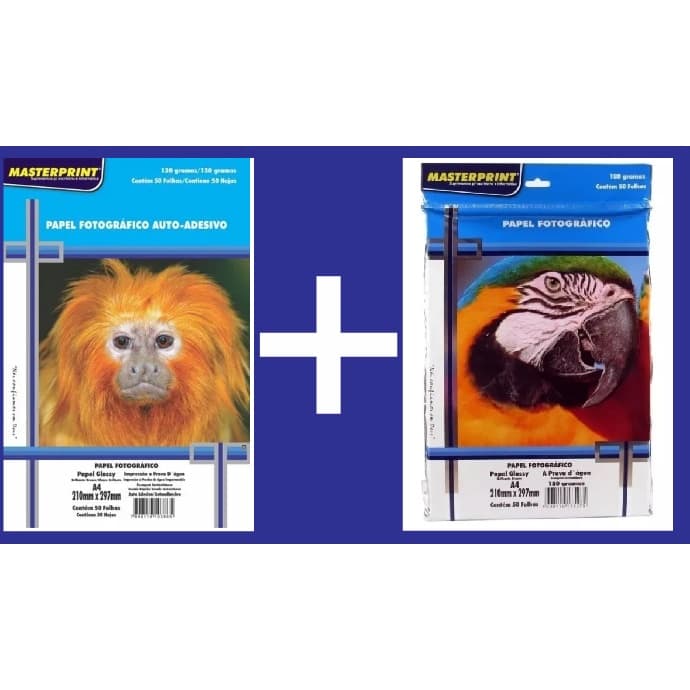 Papel Fotográfico Adesivo 130g 50folhas e Papel fotográfico glossy 180g 50fls