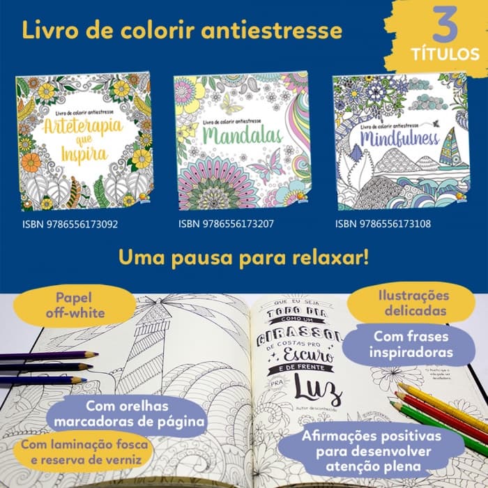Livro de Colorir Antiestresse - 2 Títulos diferentes