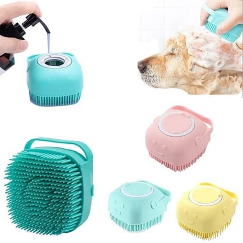 Esponja Lava Pelo Pet Escova Banho Cachorro Gato Dispenser