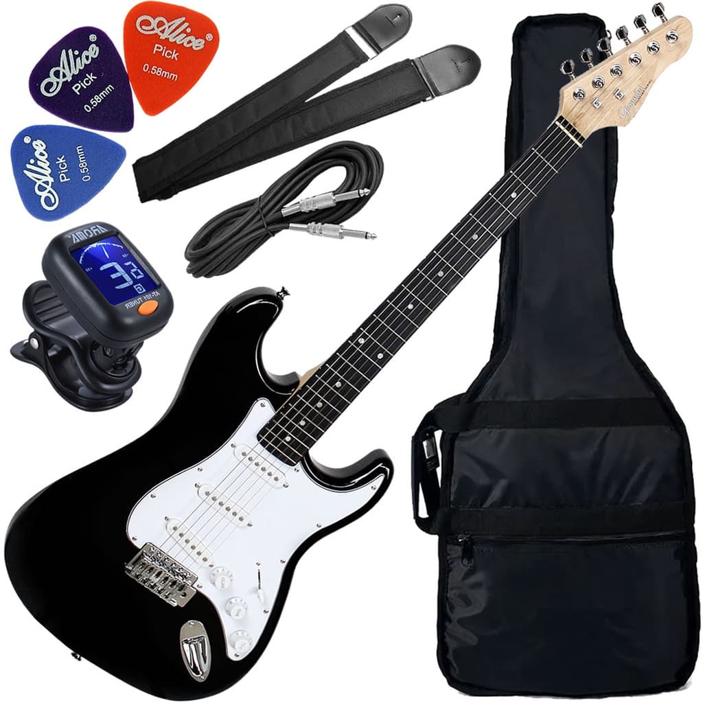 Kit Guitarra Elétrica Stratocaster Giannini G100 BK/WH Preto Gx01