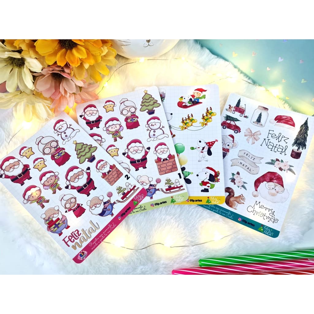 Natal Adesivos decorativos caderno planner agenda bujo Feliz Natal Papai noel