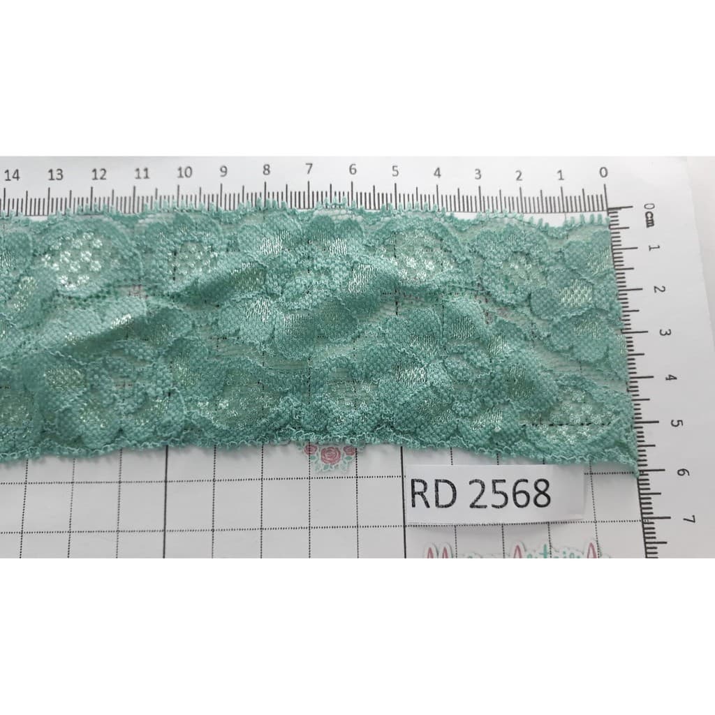 Renda o Metro C/ Elastano - 5,5 Cm Larg - Verde Azulado 	2568 00114A9