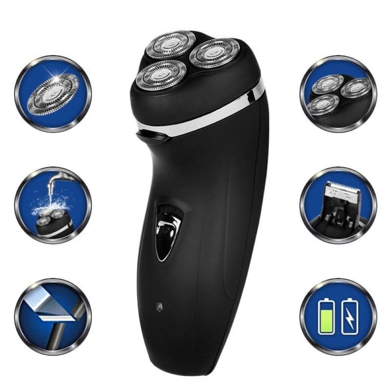 Máquina De Barbear Masculina Elétrica Recarregável 220v 4d 3 Cabeças | TDU 220V Men Rechargeable Electric 4D 3 Head Razor Beard Trimmer Shaving Machine