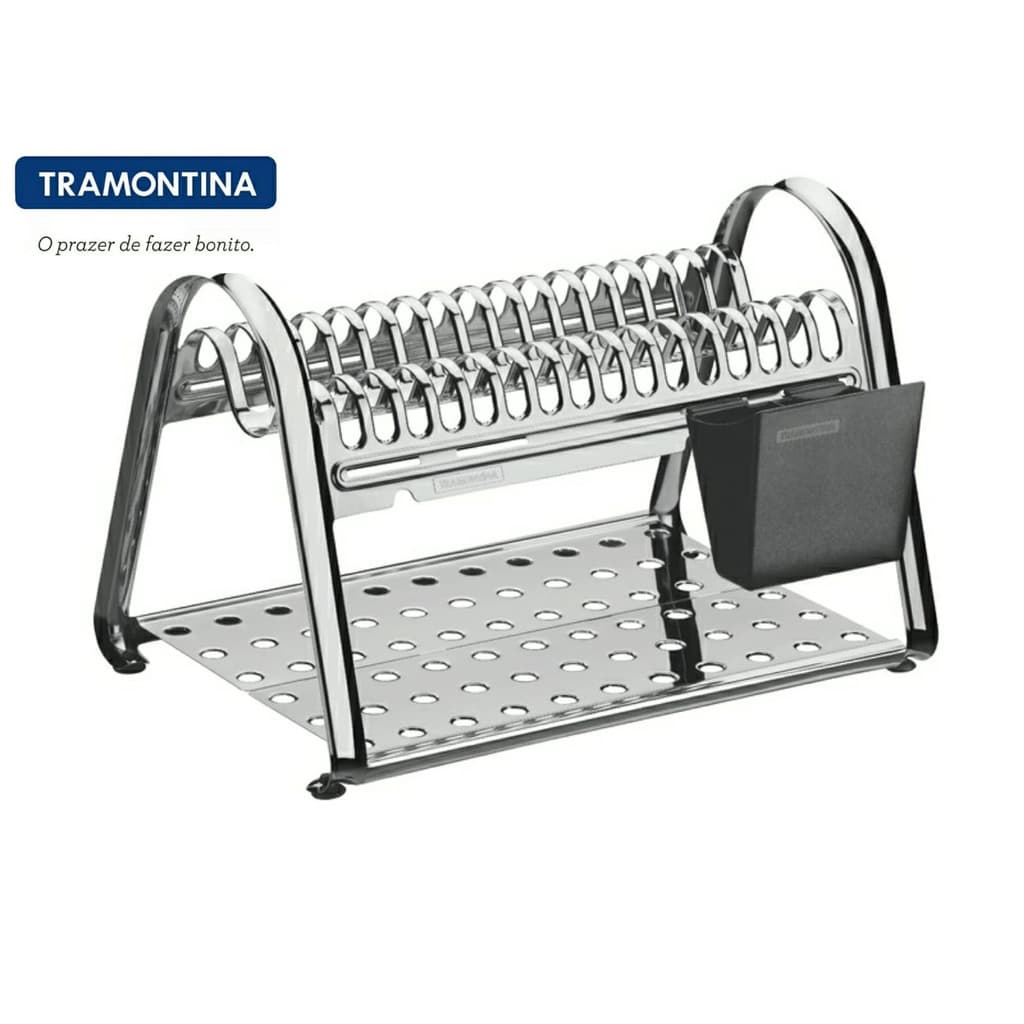 Escorredor de louca aço inox tramontina resistente 16 pratos