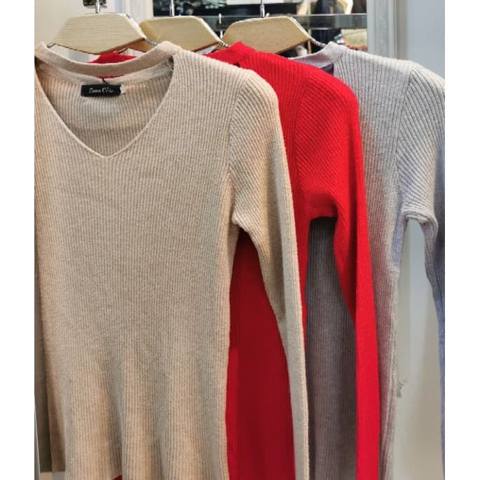 Blusinha De Frio Feminina  Em Lá Gola V Manga logna Inverno