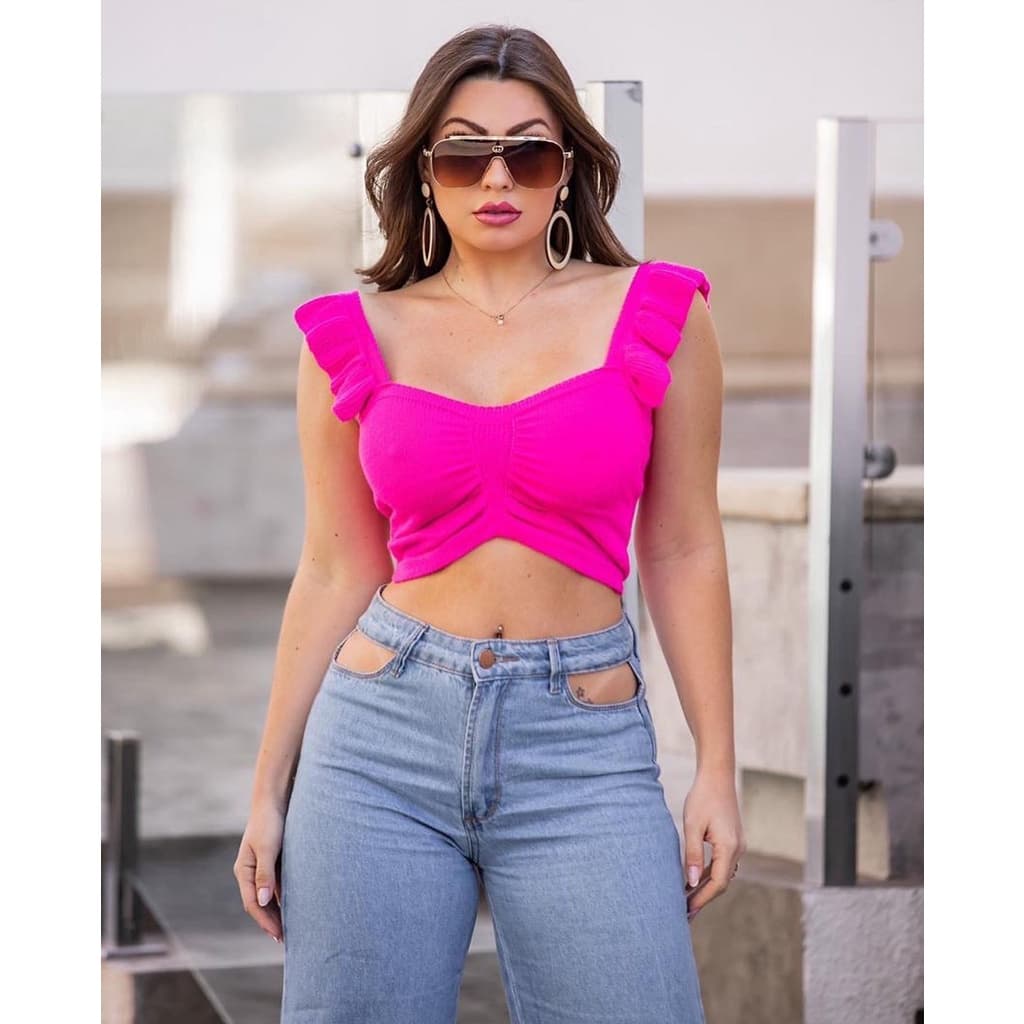 Cropped De Trico Moda Feminino