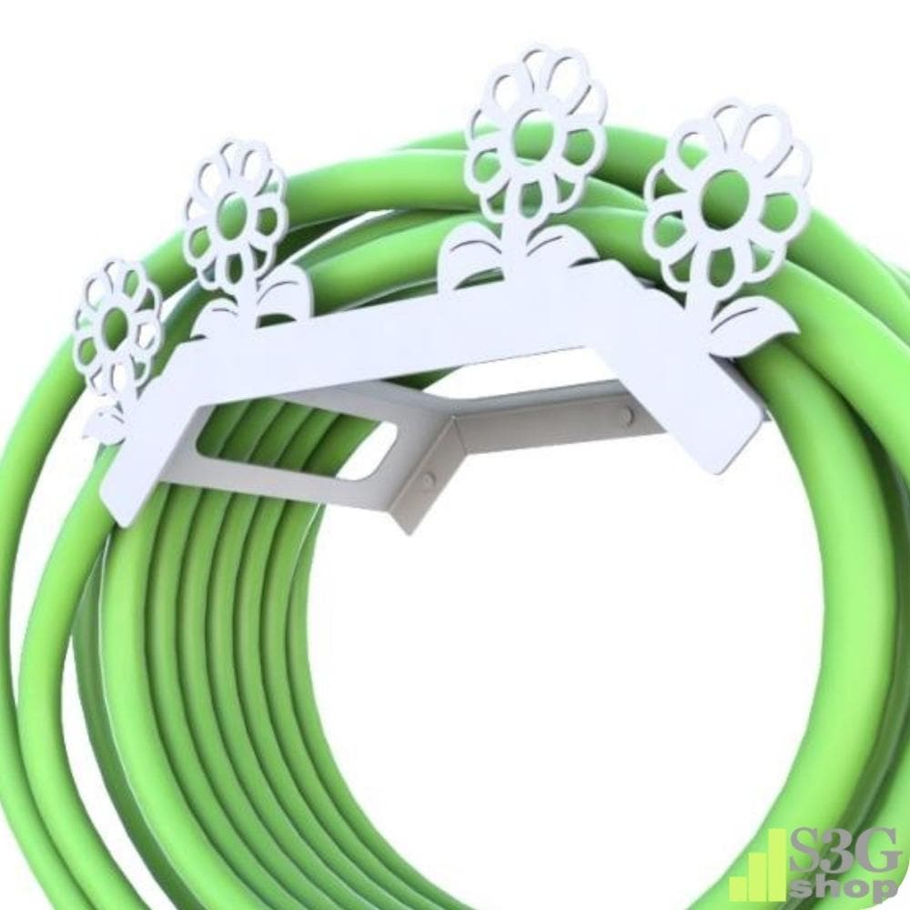 Suporte Enrolador De Mangueira De Jardim Flor Branco