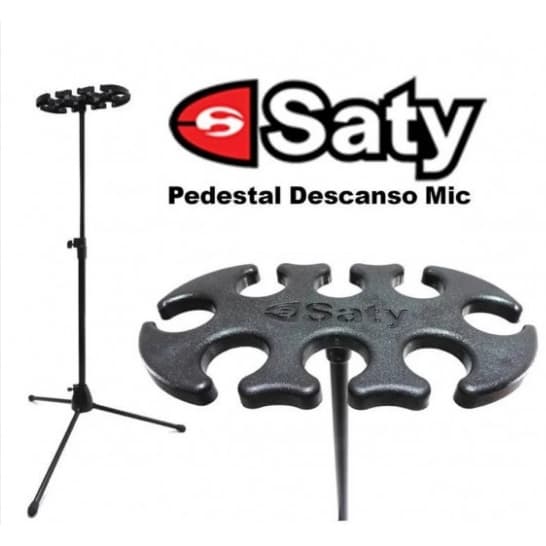 Pedestal Suporte Descanso Para 8 Microfones -Saty  - SDM08