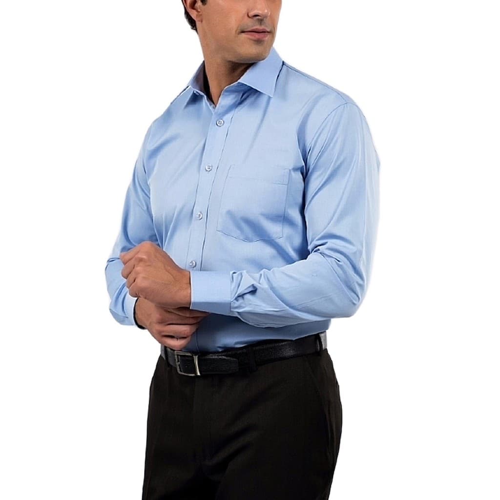 Camisa Social Crepe Manga Longa Microfibra Creponada Fit Azul Clara