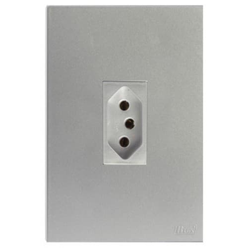 Cj Tomada 20a Vertical 4x2 - Recta Prata Satin Fosco - Brs12150-9pr