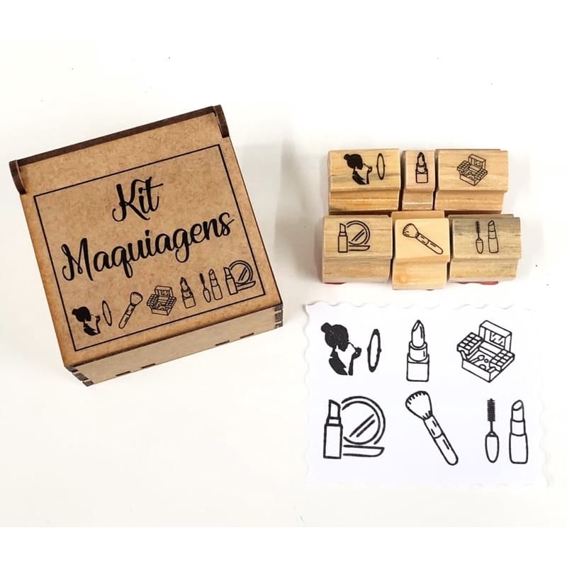 Kit Carimbos Maquiagens Make Decorativo Embalagem Personalizados