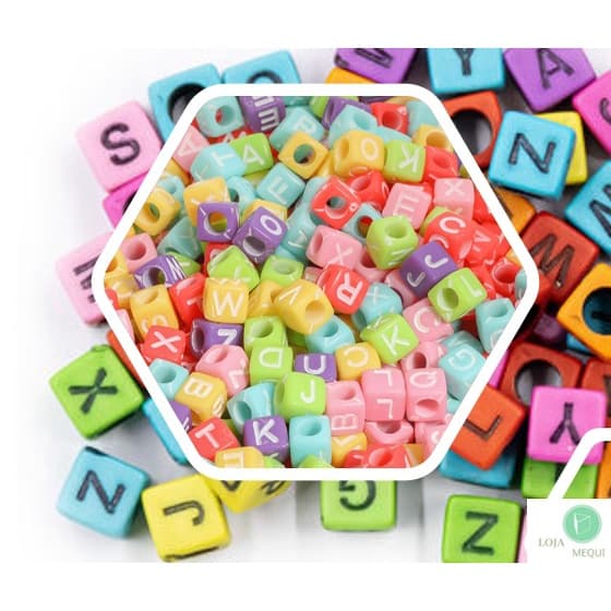 Miçanga Entremeio Números Letras Alfabeto Quadrado 6x6mm Missanga Miçanguinhas