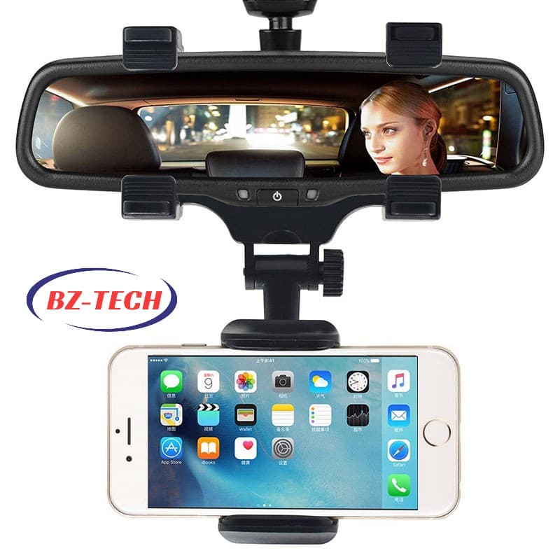 suporte veicular universal para celular com fixação no retrovisor do carro rotação 360°