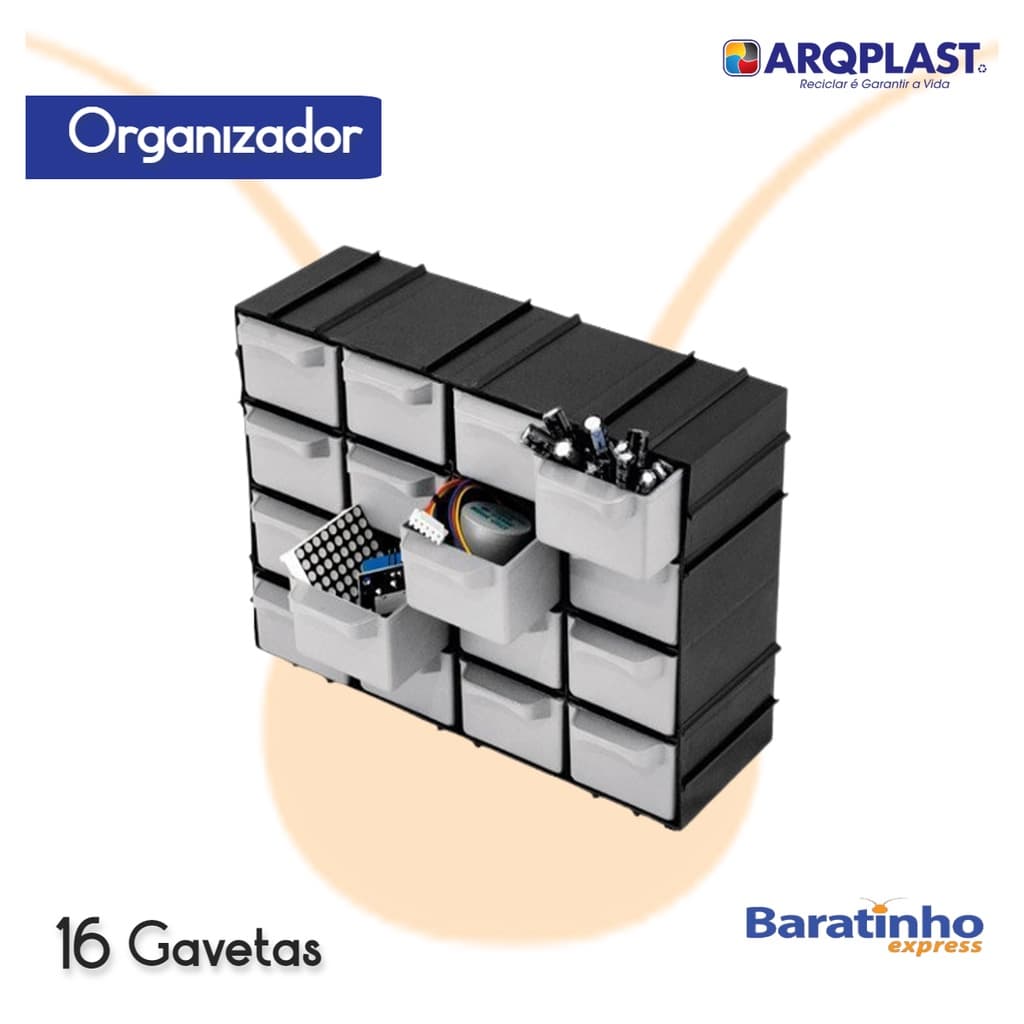 Gaveteiro Plástico Organizador Multiuso Caixa 16 Gavetas