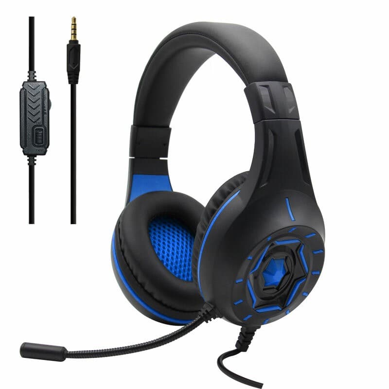 Headphone Headset Gamer para PS4 Xbox one Pc Notebook Smartphone Fone de ouvido para jogos KOMC S90 Estéreo com fio de 3,5 mm com Microfone Redução de Ruído - Azul