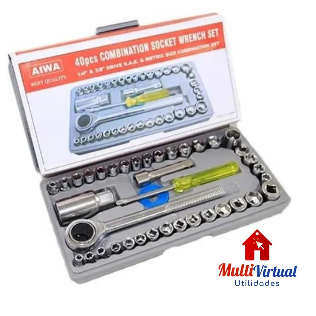 Kit Jogo De Chaves Catraca 40 Peças Aiwa ENVIO IMEDIATO