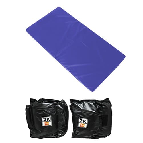 Kit Colchonete Azul + Par de Caneleira Tornozeleira De Peso 2kgs Profissional