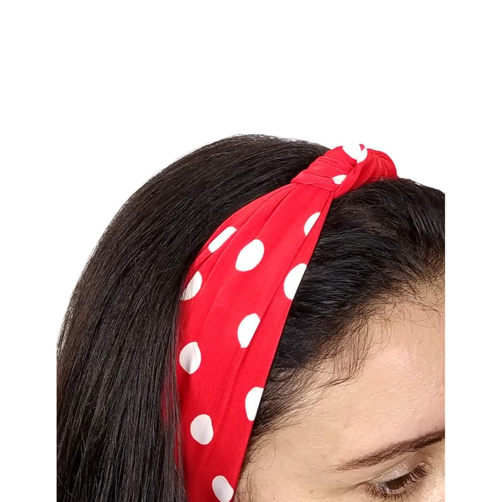 Faixa De Cabelo Turbante Nó De Bolinhas Retro Festa Fantasia Anos 60 70 Vintage Vermelho