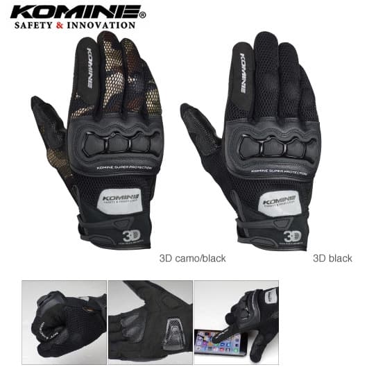 Komine GK-215 3D Grid Technology Luvas de equitação Luvas de corrida de motocicleta Motociclista Homens Luvas esportivas