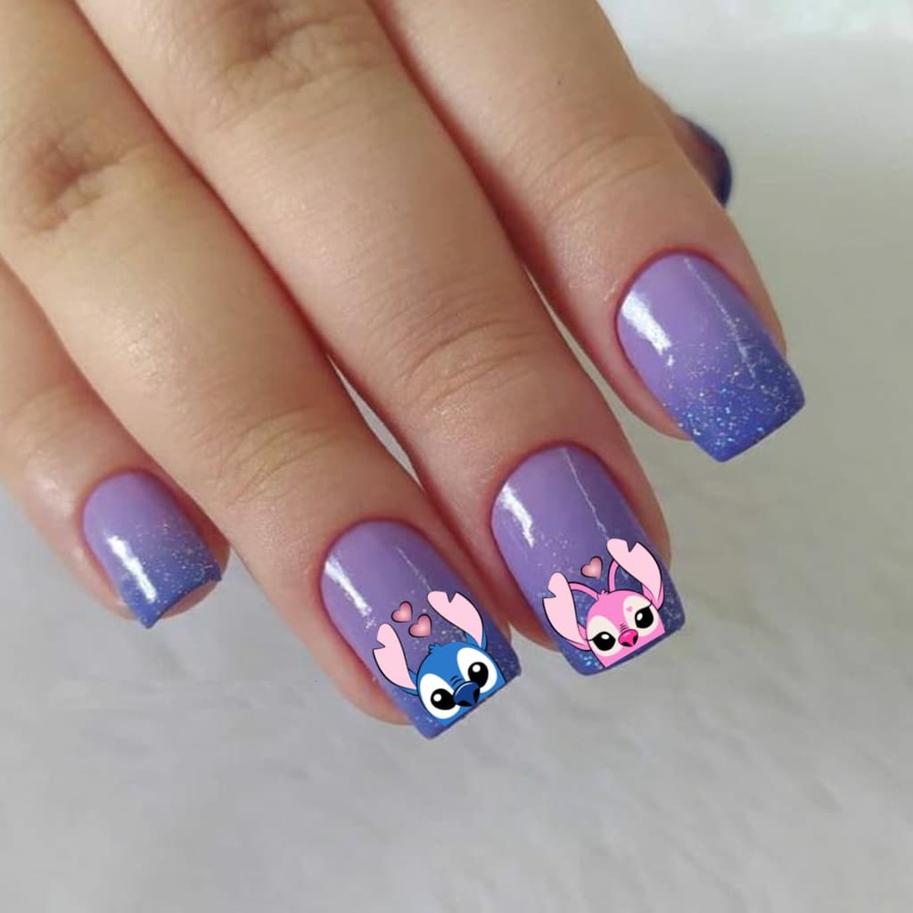 120 adesivos de unhas 3d Stich e Angel