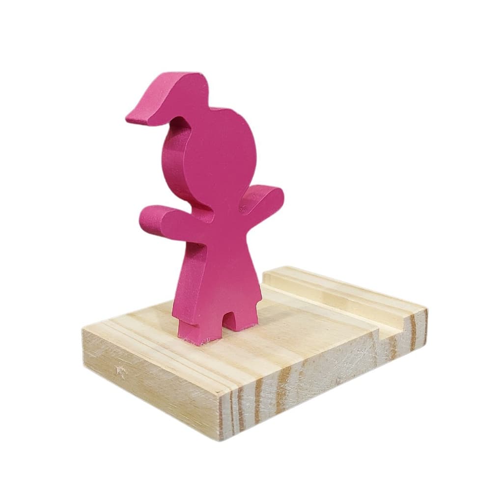 Suporte para Celular Menina Apoio de Mesa em Madeira